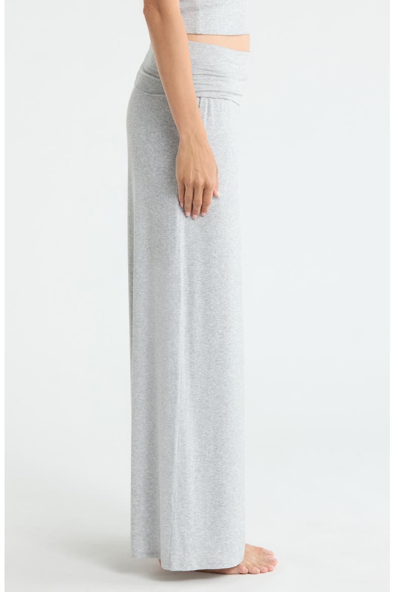 Rib Foldover Waist Pajama Pants, Alternate, color, NAPPING DOVE HEATHER