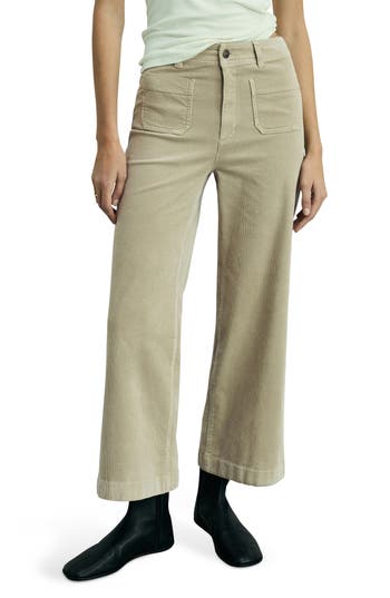 Mango Catherin High Waist Wide Leg Culotte Corduroy Jeans In Sand