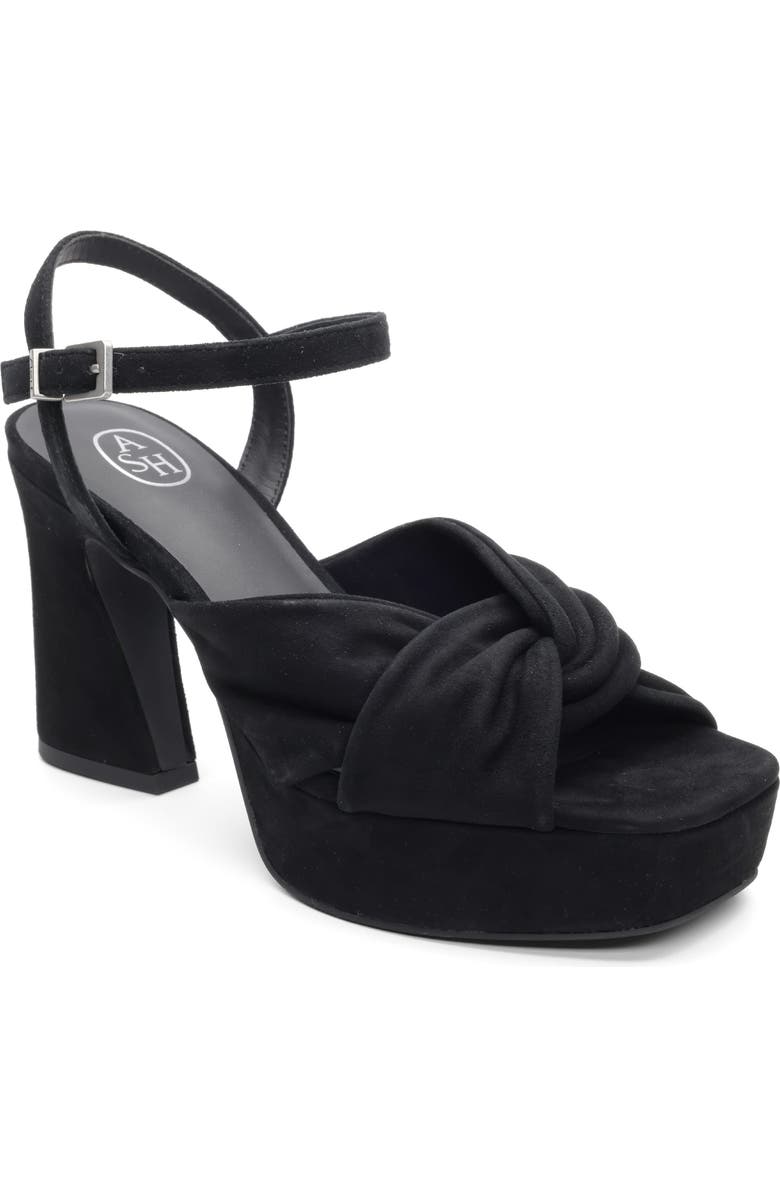 Ash Opus Suede Ankle Strap Platform Sandal, Main, color, Black
