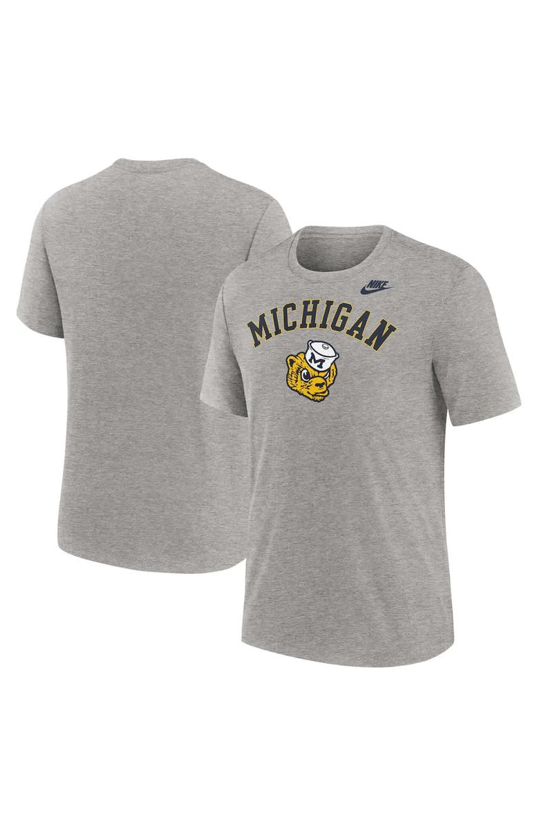 Nike Men's Nike Heather Gray Michigan Wolverines Legacy Arch Tri-Blend T-Shirt, Main, color, Heather Gray