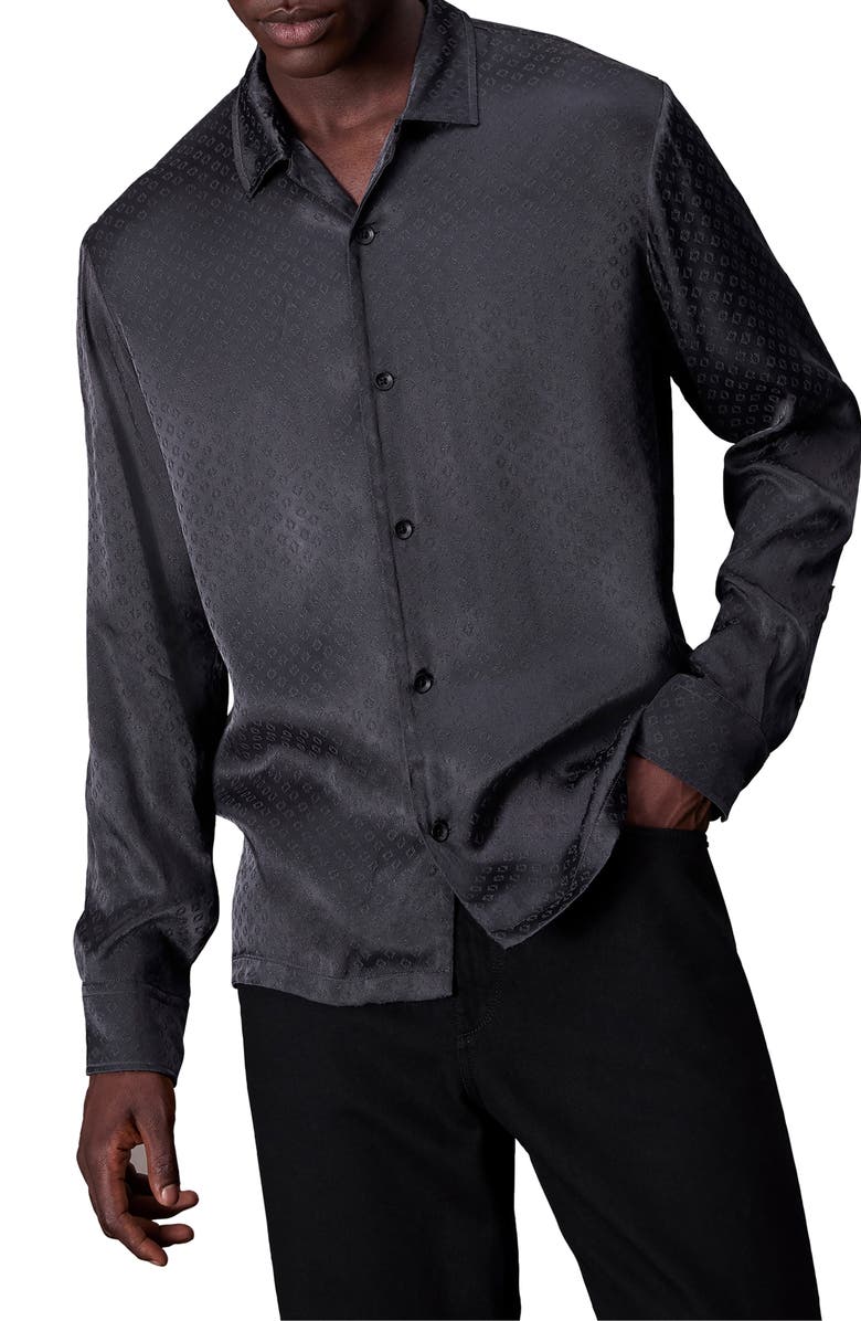 rag & bone Avery Relaxed Fit Jacquard Button-Up Shirt, Main, color, Charc Jacq