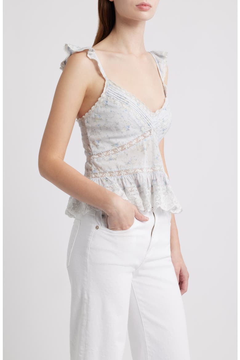 Lainie Floral Lace Peplum Camisole, Alternate, color, SNOWDROP BLUE
