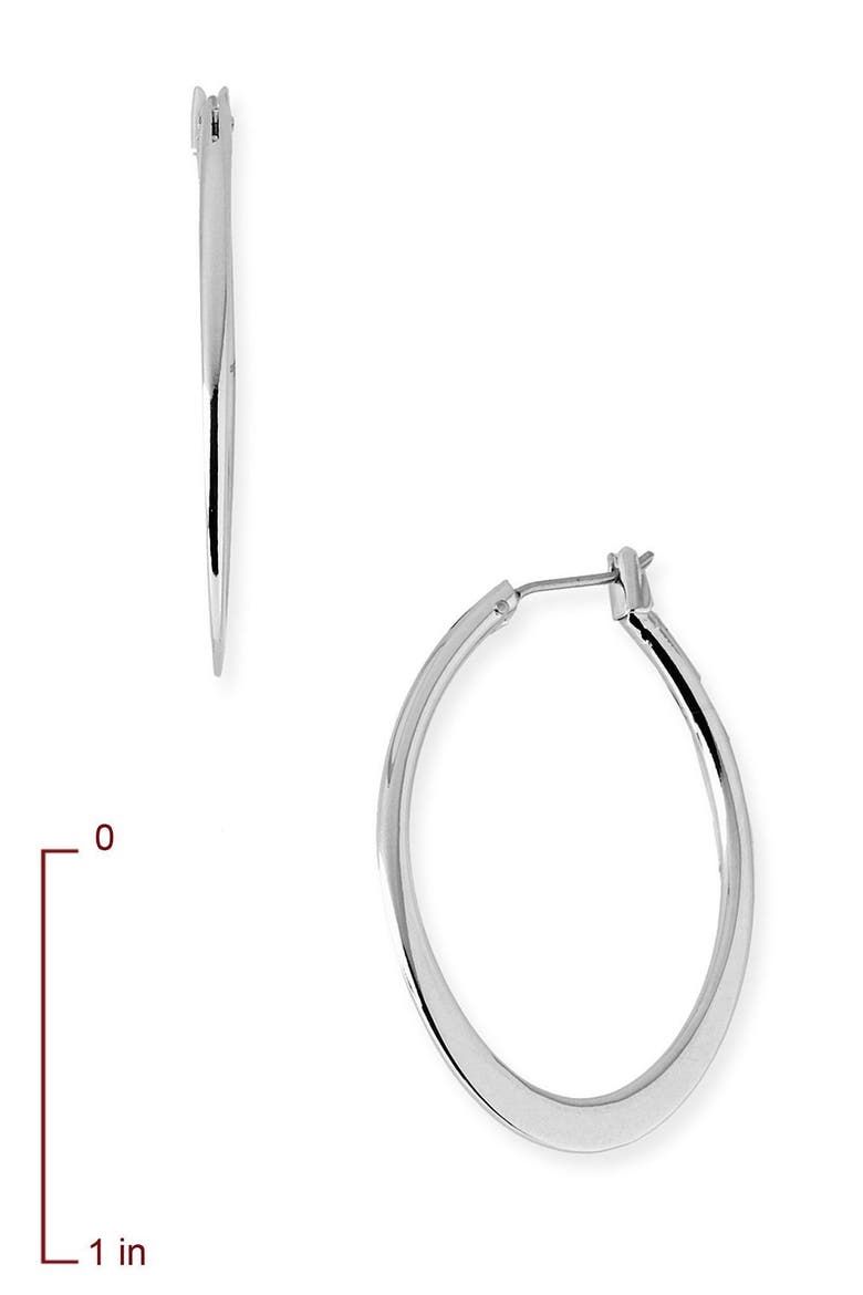 Large Flat Oval Hoop Earrings, Alternate, color, SILVER