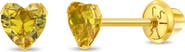 In Season Jewelry 14k Birthstone Cubic Zirconia Heart Earrings