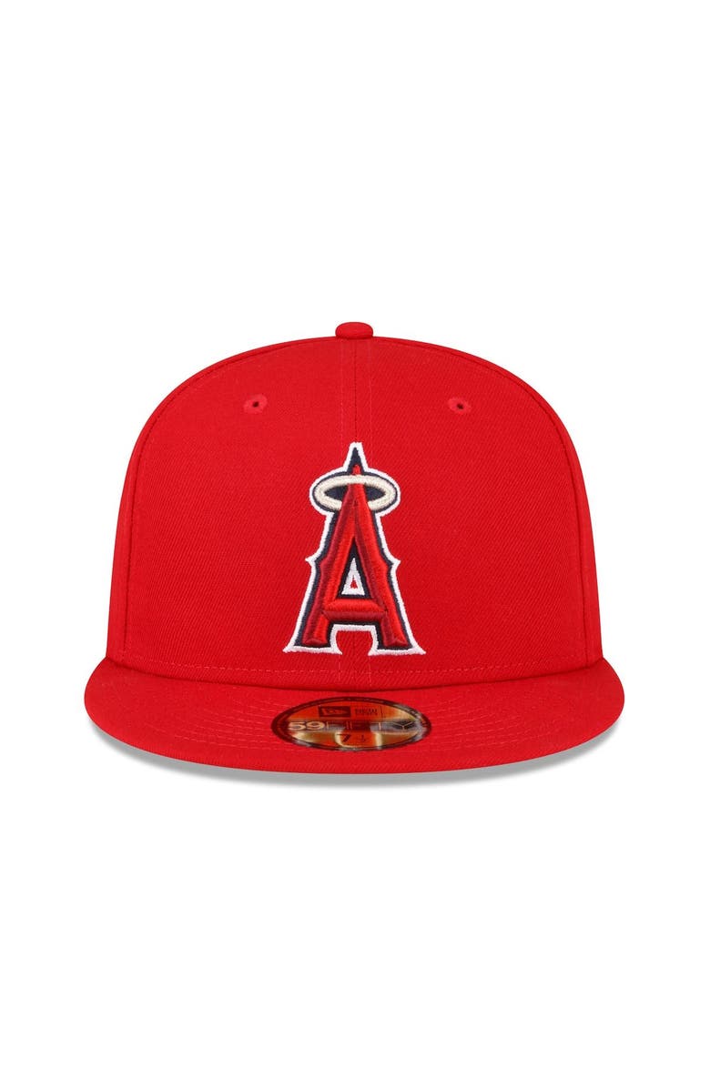 New Era Men's New Era Red Los Angeles Angels Throwback Authentic Collection 59FIFTY Fitted Hat, Alternate, color, 