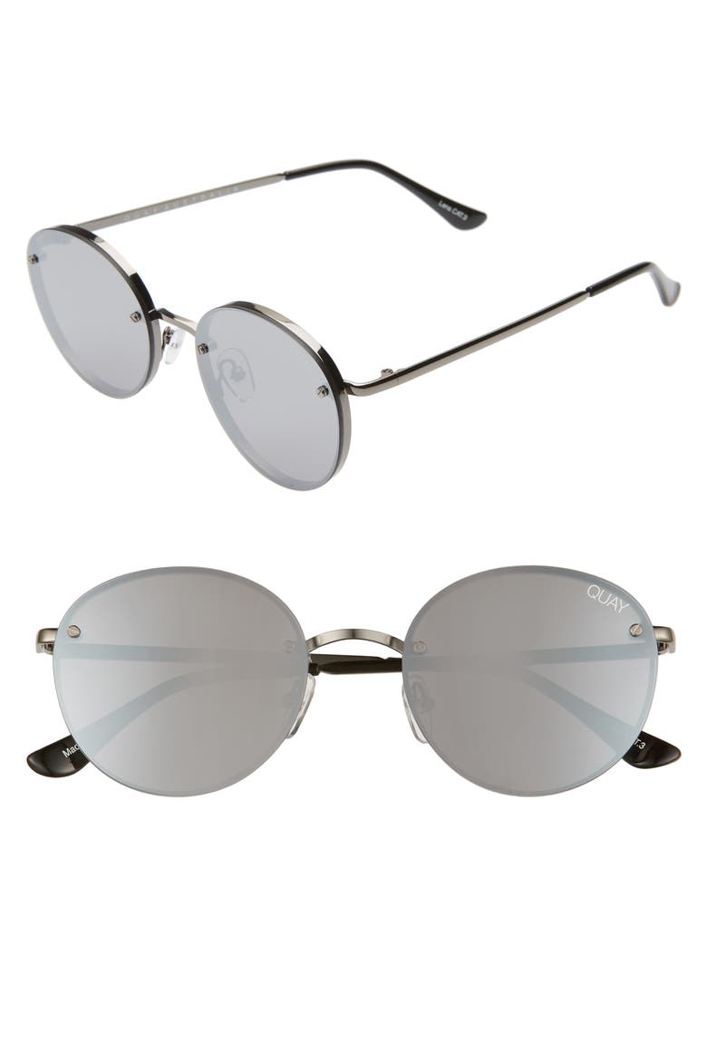 Australia x Elle Ferguson Farrah 53mm Round Sunglasses, Main, color, GUNMETAL/ SILVER