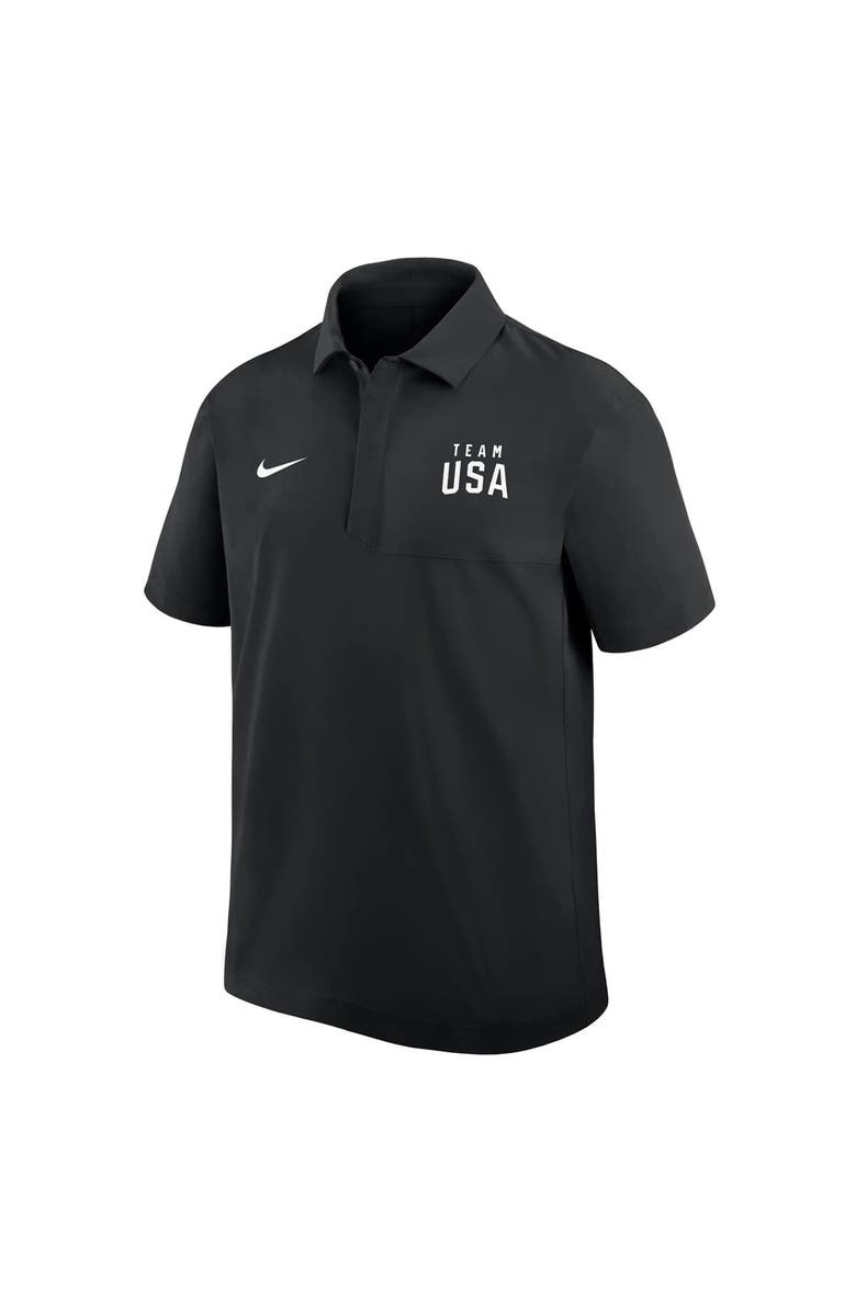 Nike Men's Nike Black Team USA Woven Polo, Alternate, color, Black