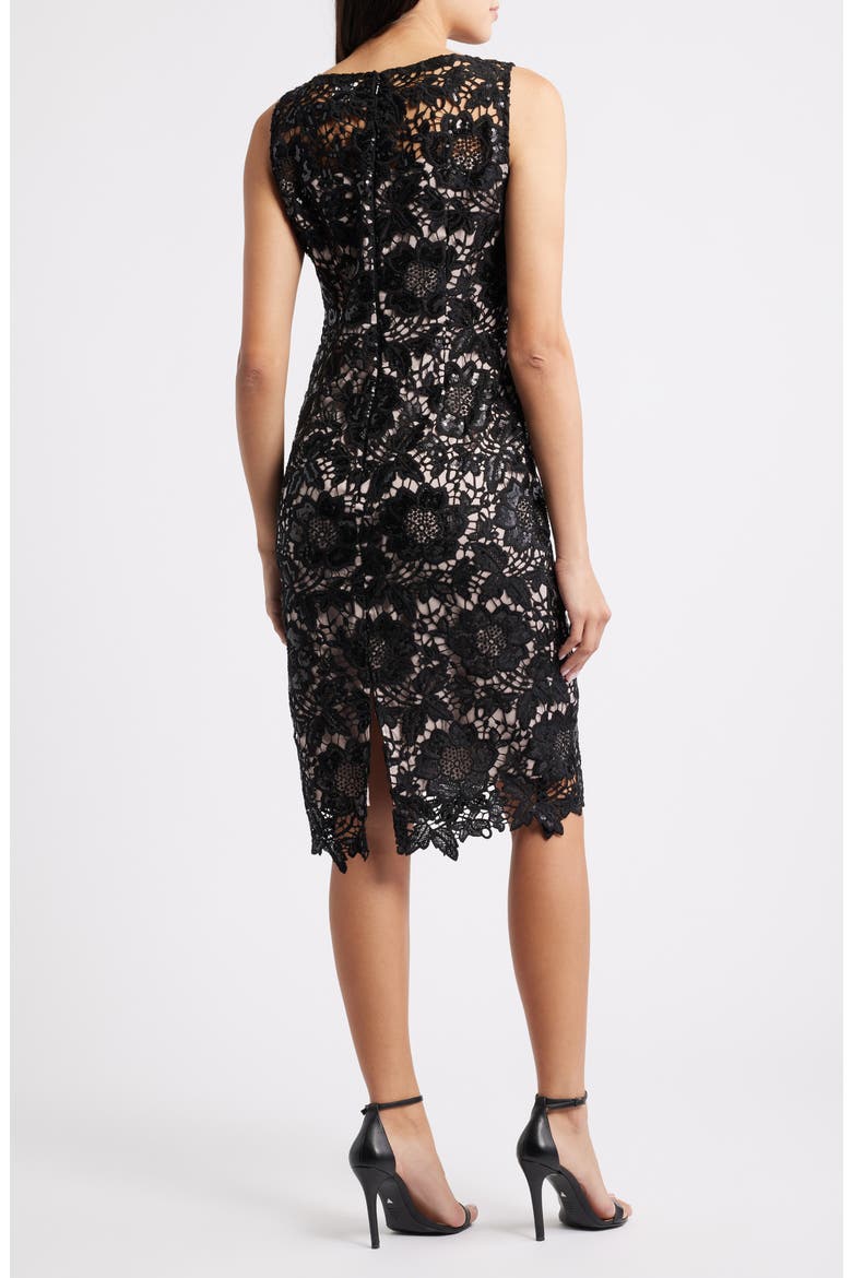 Floral Lace Sheath Dress, Alternate, color, ANNE BLACK