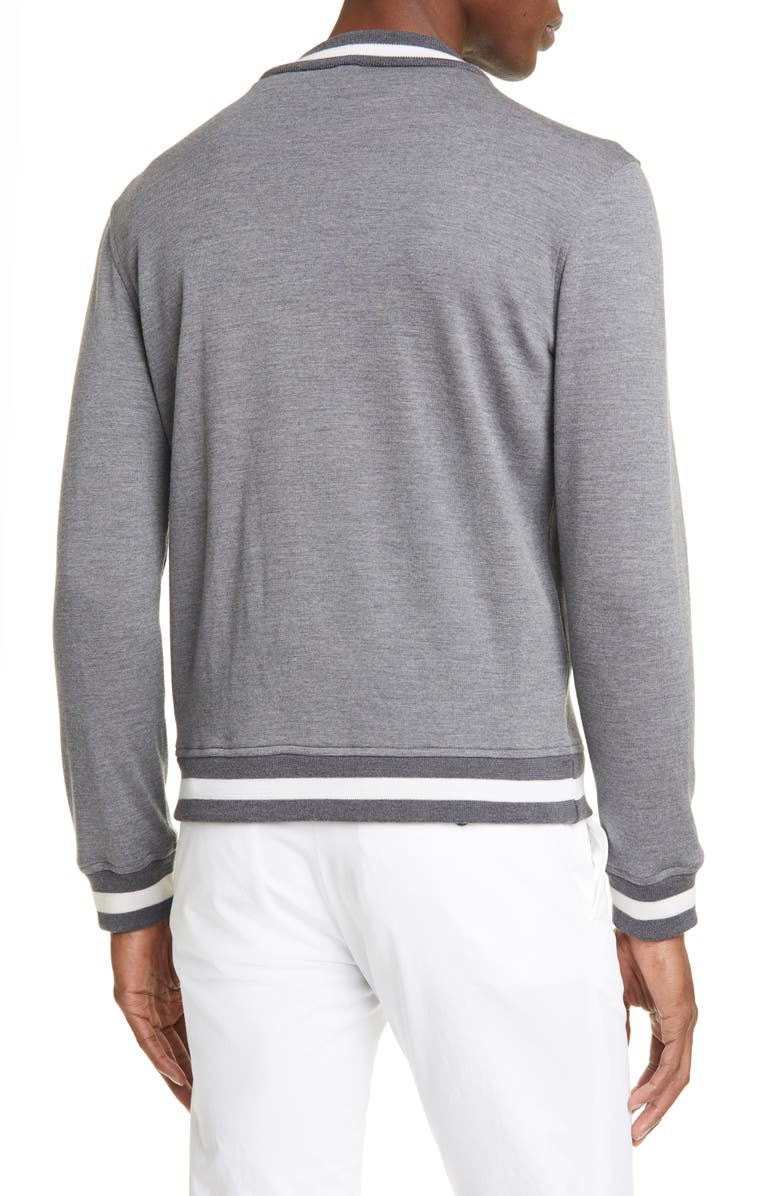 Eidos Trim Fit Heathered Wool Baseball Jacket, Alternate, color, 