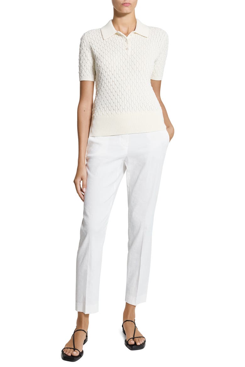 Textured Cable Knit Organic Cotton Polo, Alternate, color, IVORY