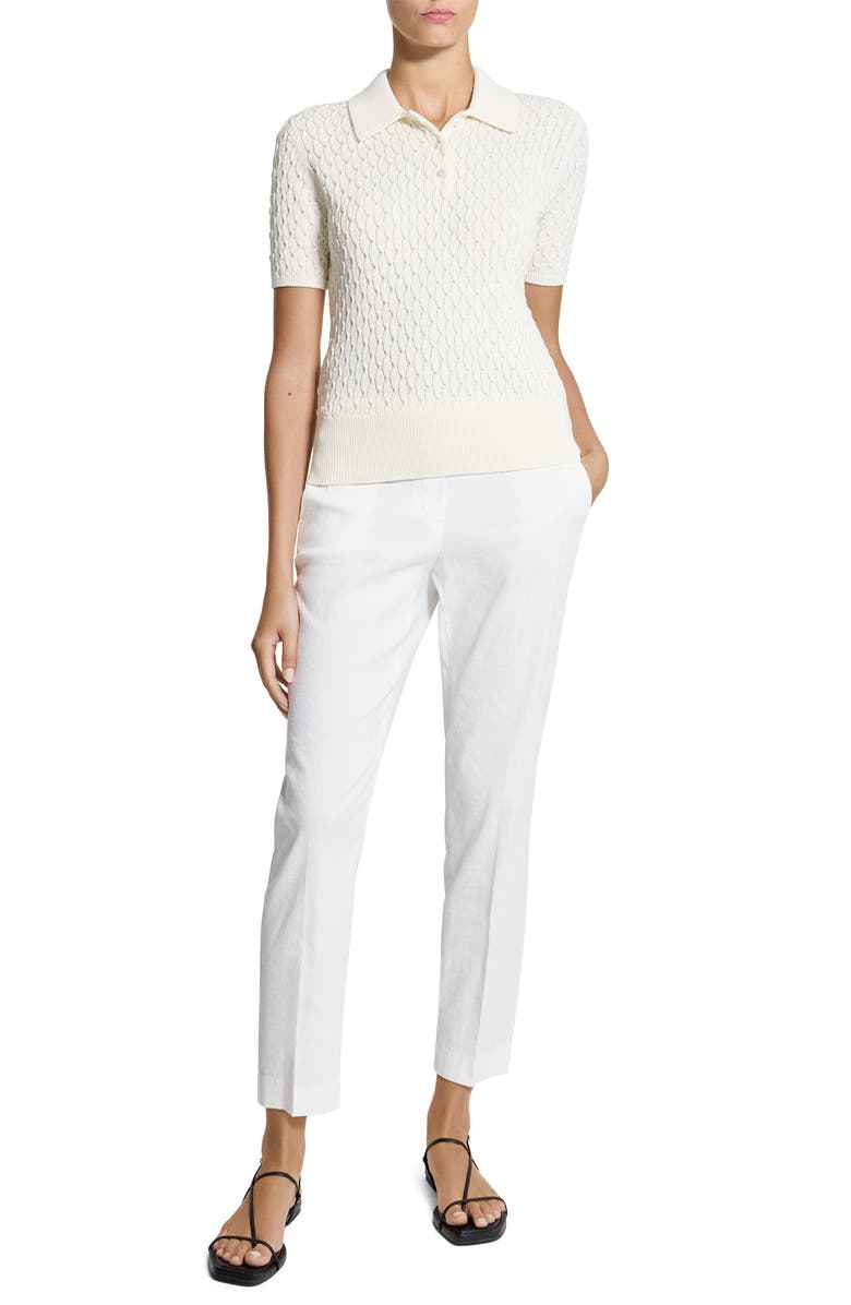 Theory Textured Cable Knit Organic Cotton Polo, Alternate, color, 