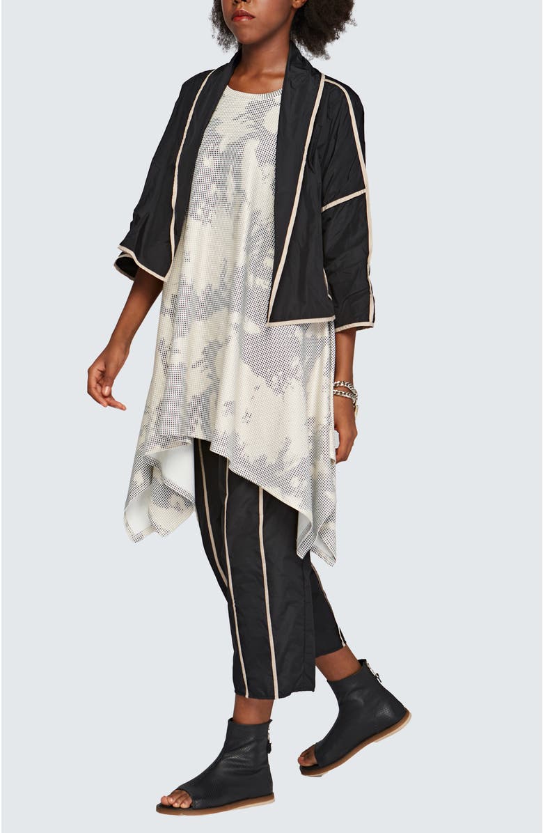 LUUKAA Iris Printed Cotton Jersey Dress, Alternate, color, Black