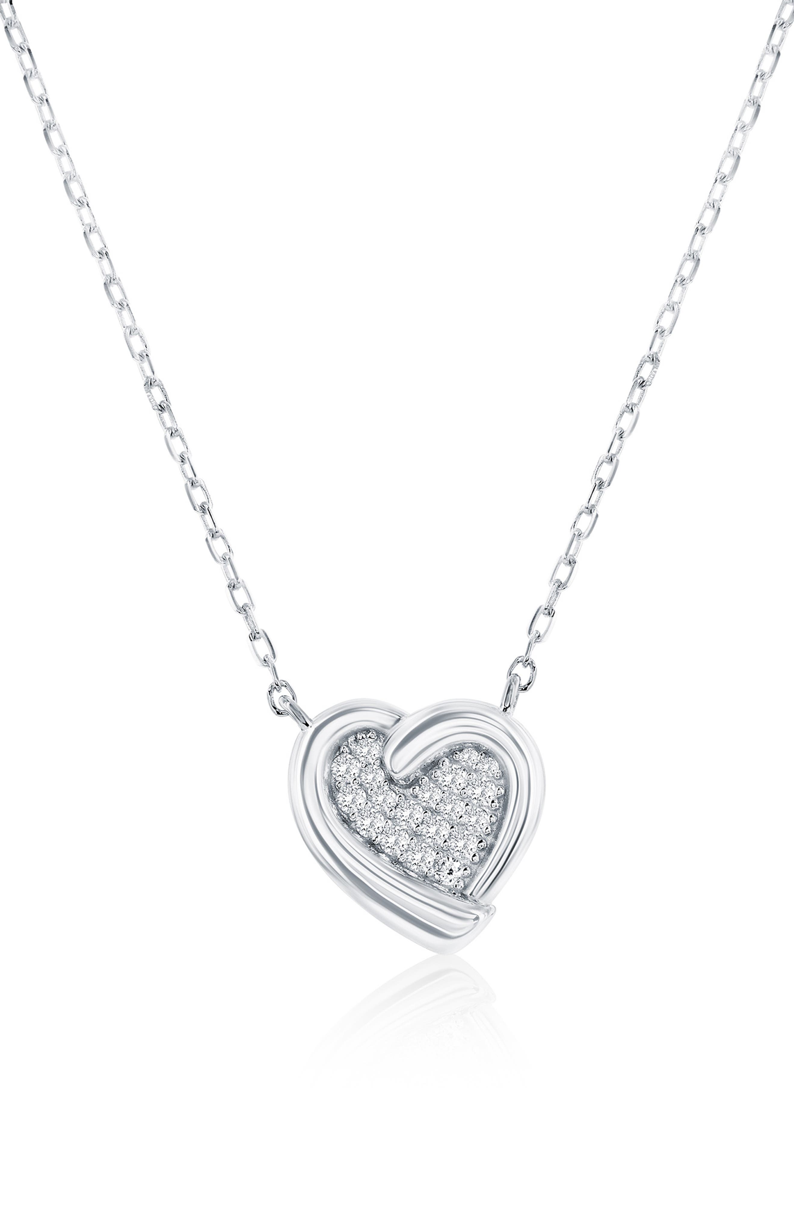 Sterling Silver Heart Cubic Zirconia Pendant Necklace