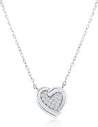 SIMONA Sterling Silver Heart Cubic Zirconia Pendant Necklace