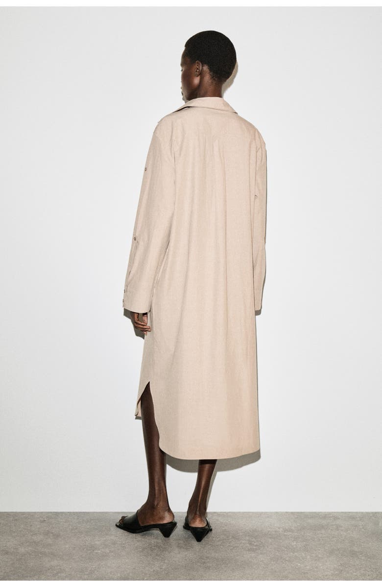 COS Curved-sleeve Cotton Midi Shirt Dress, Alternate, color, Beige