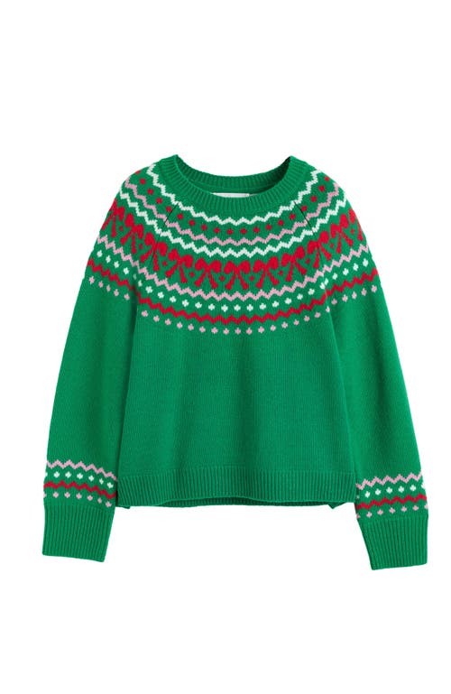 Chinti & Parker Wool-cashmere Bow Fairisle Sweater In Green