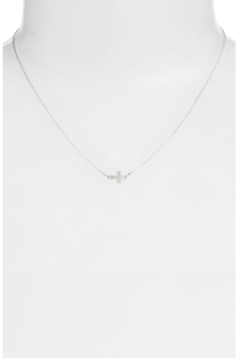 Side Cross Pendant Necklace, Alternate, color, SILVER