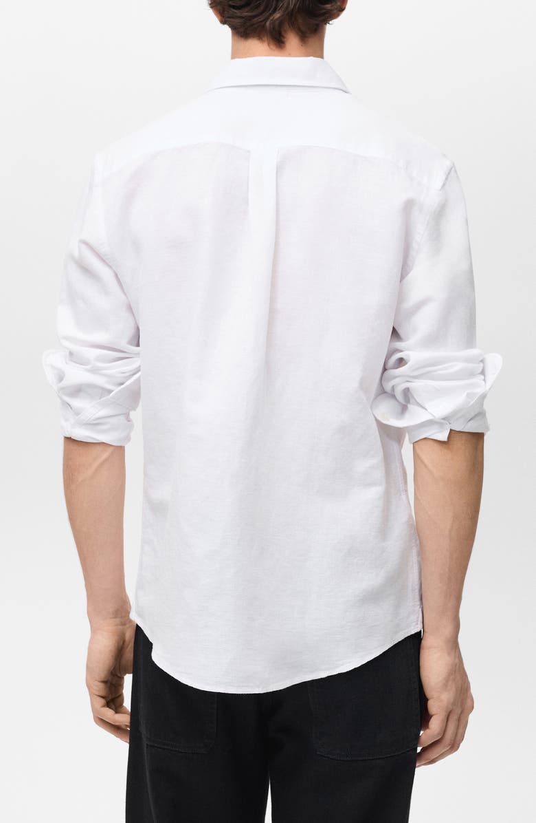 MANGO Classic Fit Linen & Cotton Button-Up Shirt, Alternate, color, White