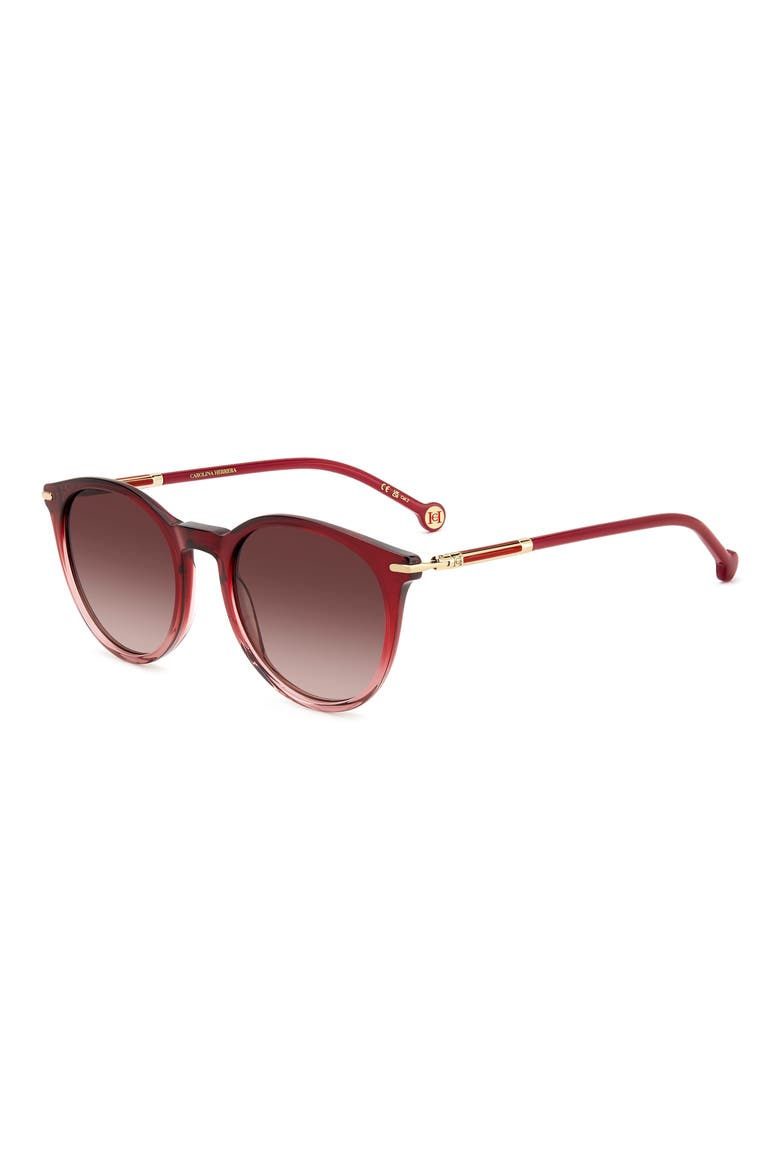 52mm Round Sunglasses, Alternate, color, RED