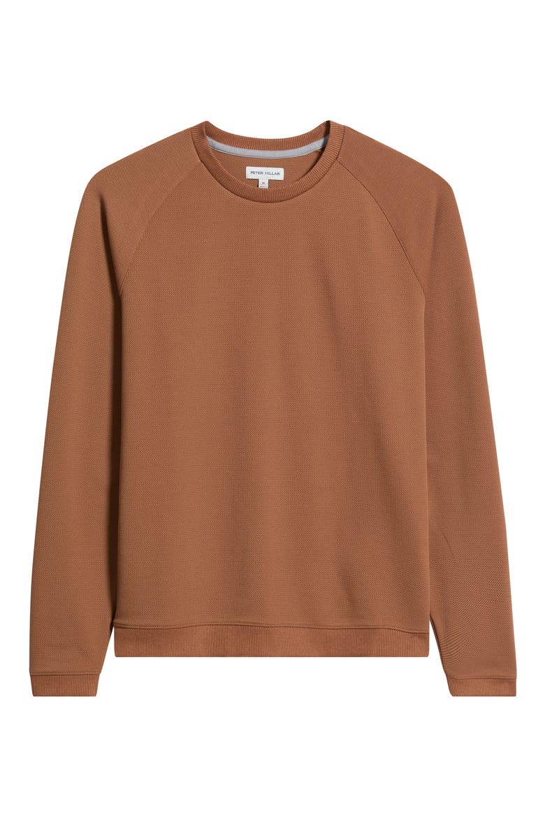 Cradle Performance Piqué Crewneck Top, Main, color, DARK AMBER
