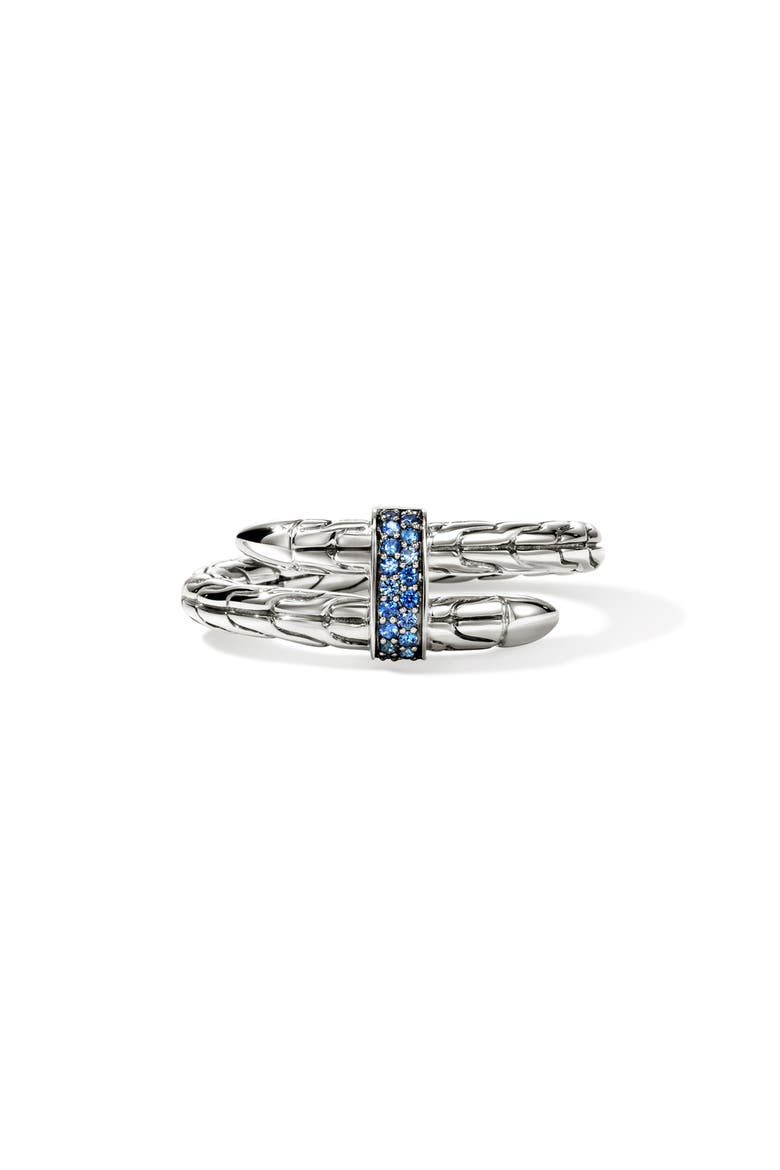 Spear Flex Ring, Sterling Silver, Pavé, Main, color, BLUE SAPPHIRE