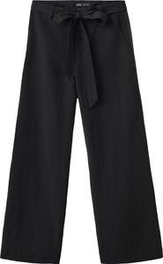 MANGO Pantalon Espresso Belted Straight Leg Pants