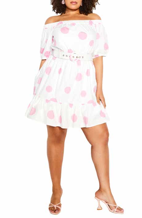 City Chic June Spot Off the Shoulder Belted Dress