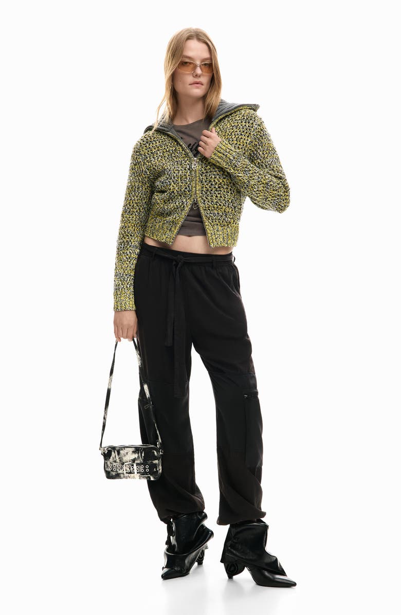 Desigual Knit Jacket, Alternate, color, Anthracite Gray