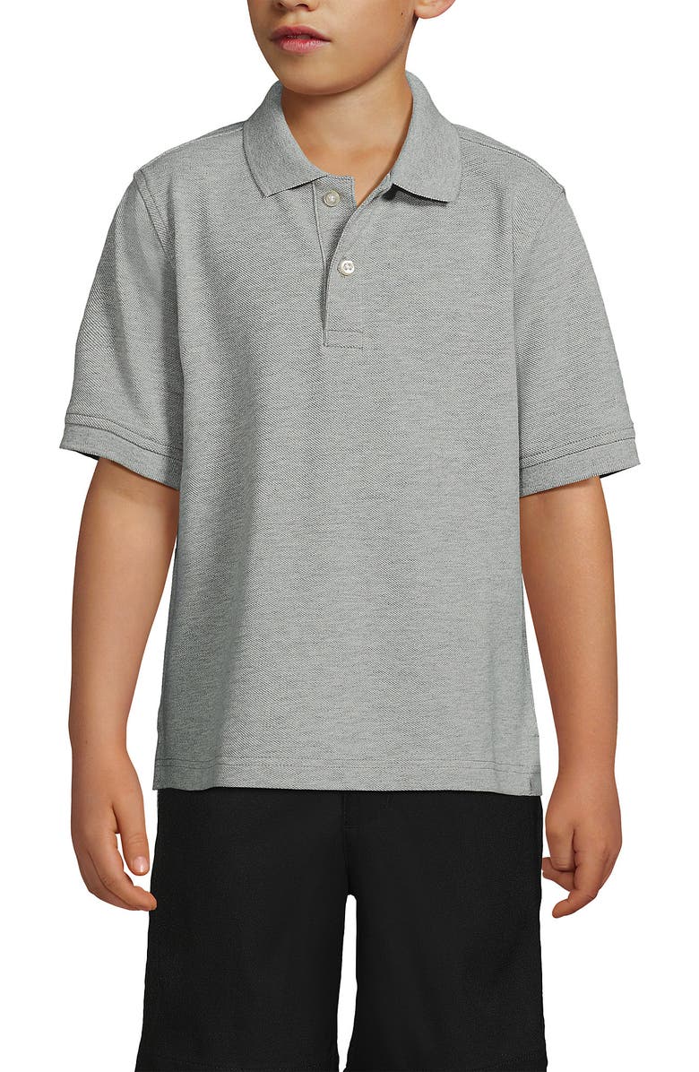 Lands' End School Uniform Kids Short Sleeve Mesh Polo Shirt, Alternate, color, Gray Heather
