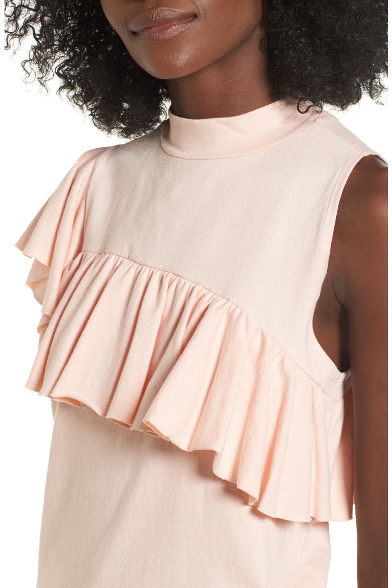 Asymmetrical Ruffle Tee, Alternate, color, PINK HERO
