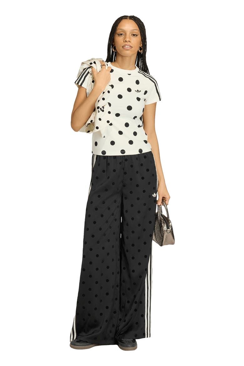 Firebird Polka Dot Wide Leg Track Pants, Alternate, color, BLACK