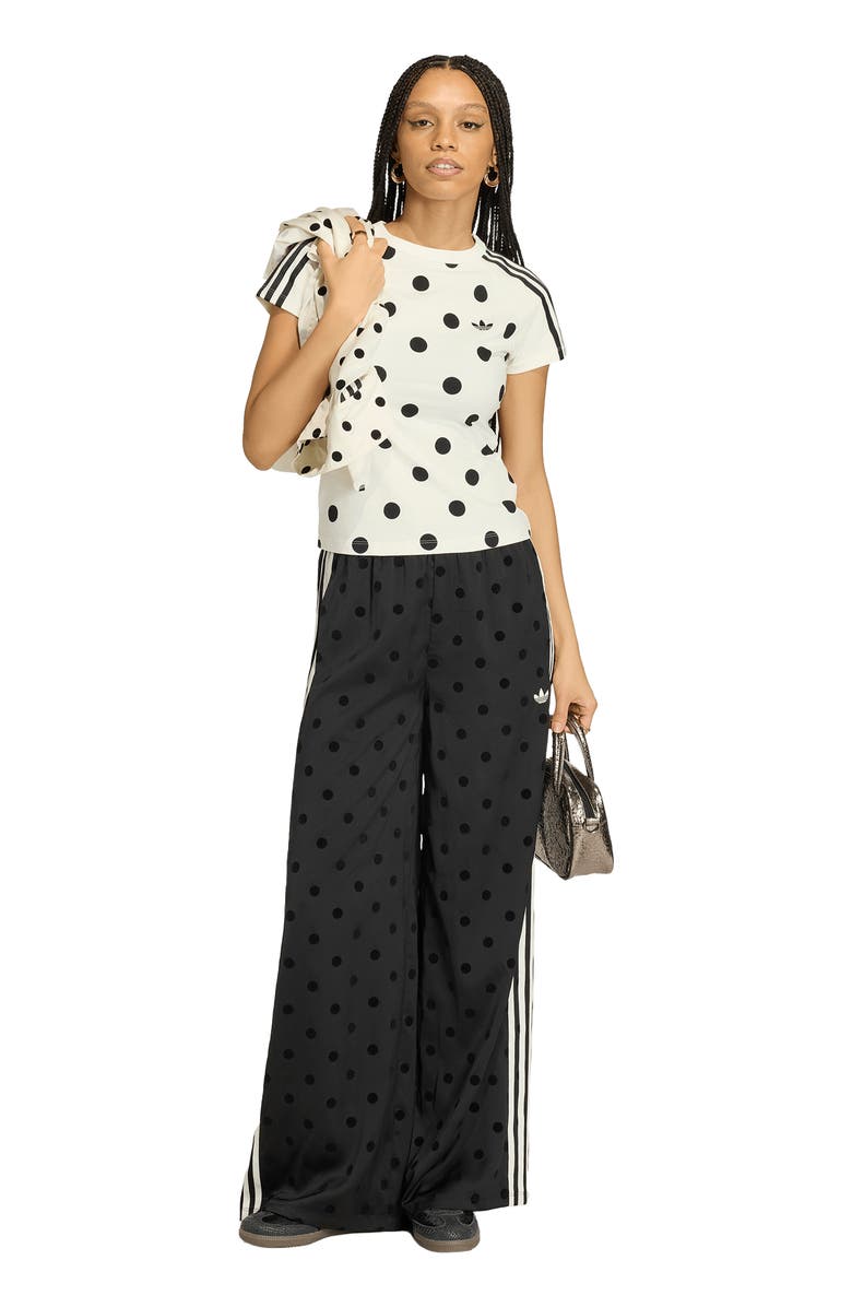 adidas Originals Firebird Polka Dot Wide Leg Track Pants, Alternate, color, Black