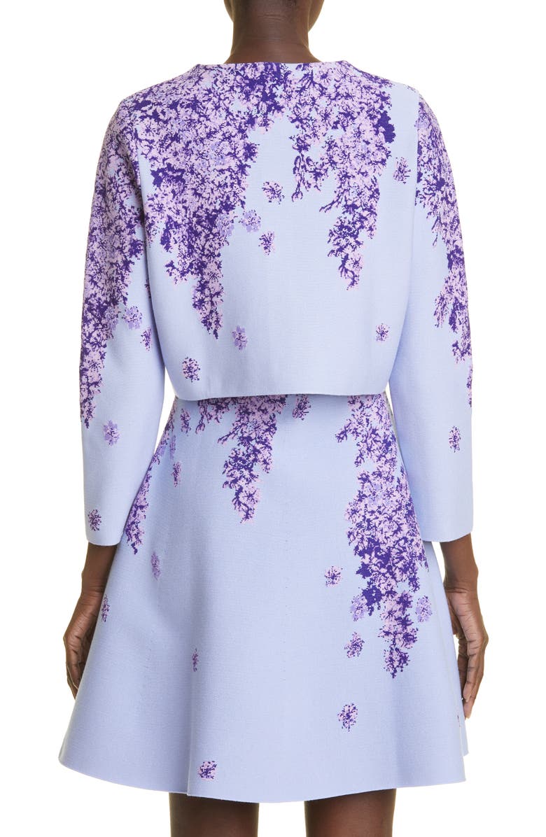 Oscar de la Renta Lilac Jacquard Crop Cardigan, Alternate, color,