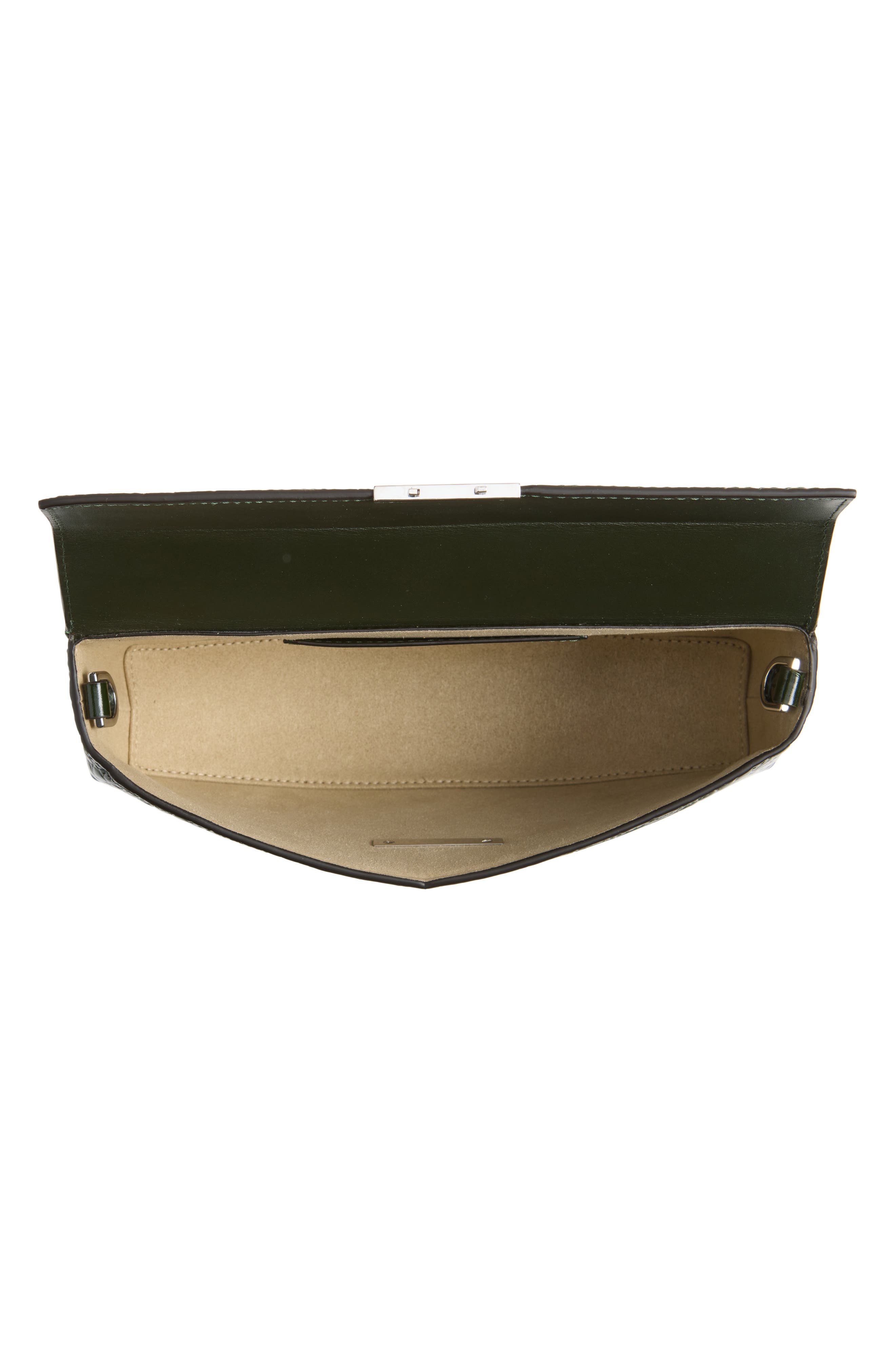TOTEME Clip Croc Embossed Leather Clutch, Alternate, color, Dark Green