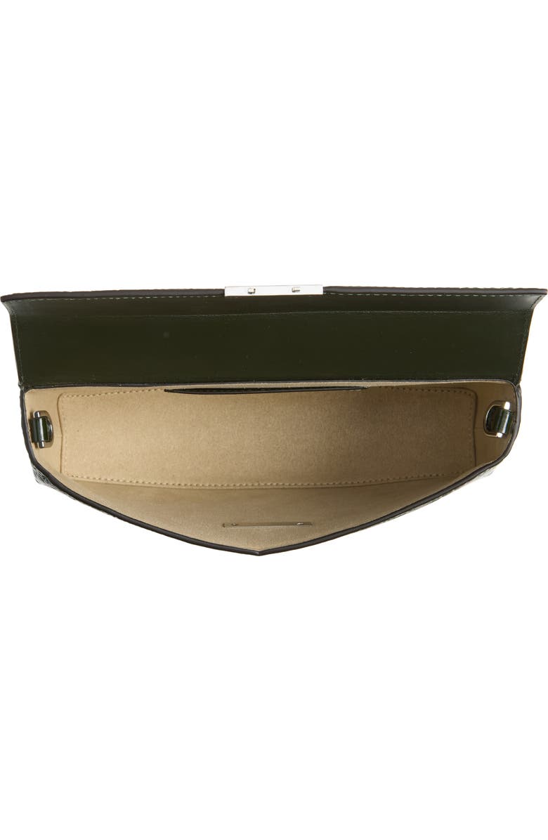 TOTEME Clip Croc Embossed Leather Clutch, Alternate, color, Dark Green