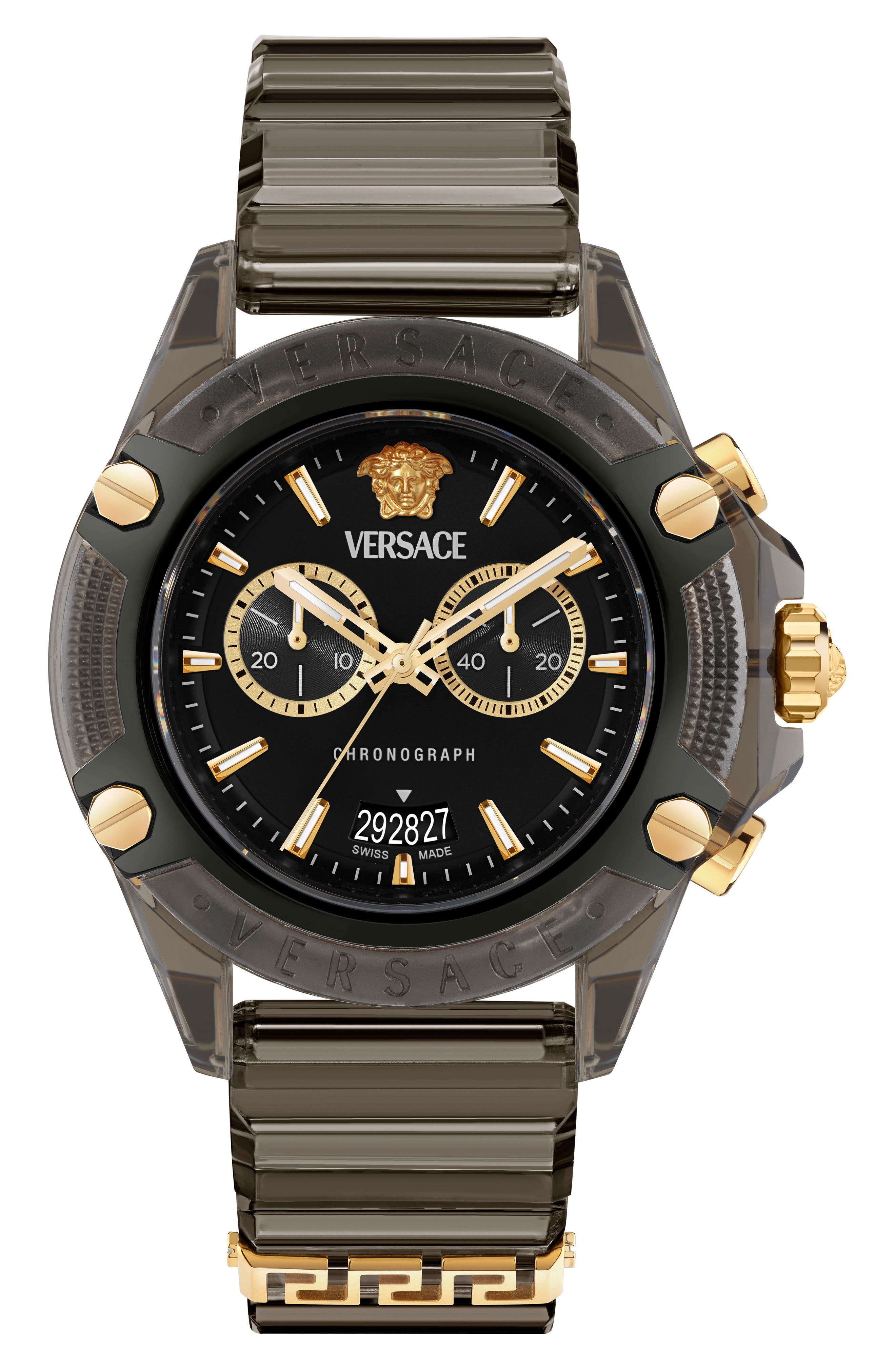 Versace Icon Active Silicone Strap Watch, 44mm
