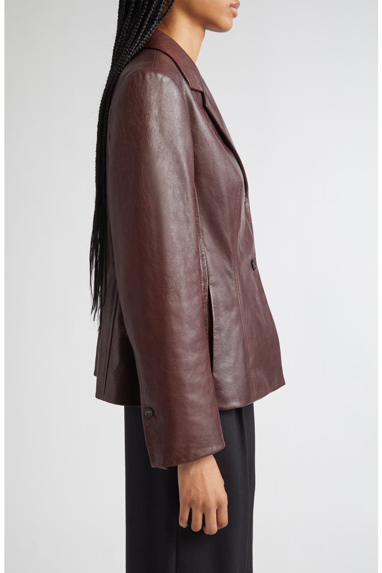 Tailored Leather Blazer, Alternate, color, DARK BROWN