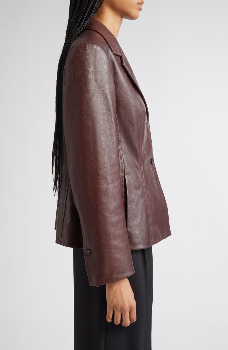 FERRAGAMO Tailored Leather Blazer, Alternate, color, Dark Brown