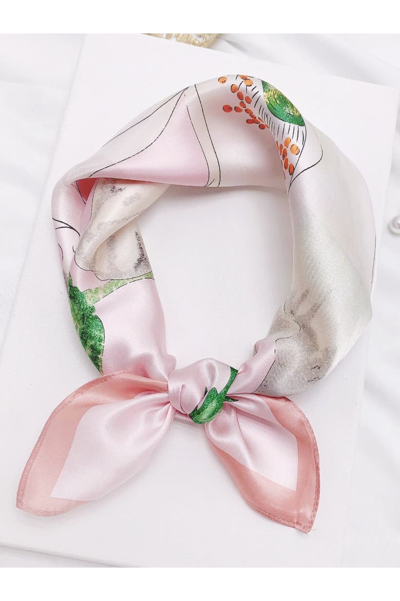 Elegant Pure Silk Square Scarf, Main, color, Pink