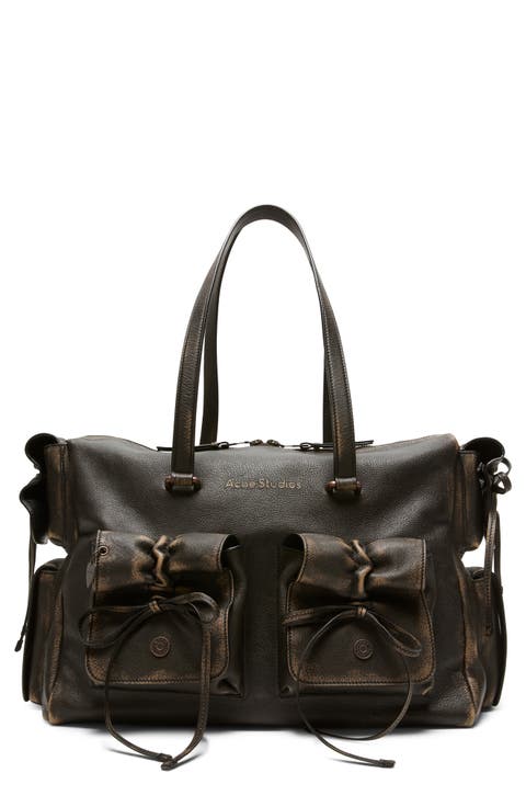 Multipocket Aged Leather Tote
