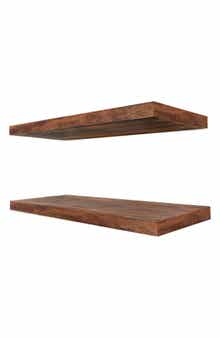 Set of 2 Solid Wood Floating Shelves