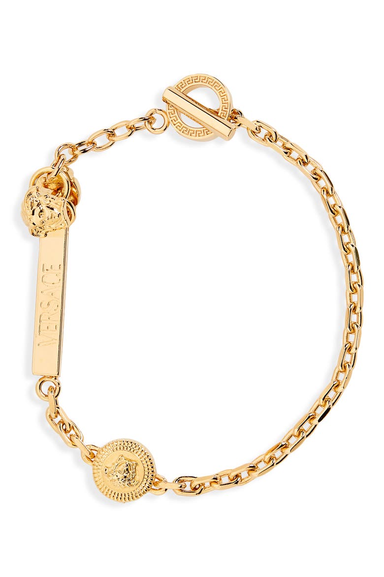 Greca Logo Chain Bracelet, Main, color, GOLD