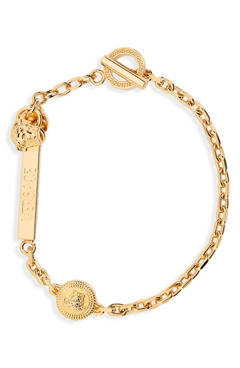Versace Greca Logo Chain Bracelet, Main, color,