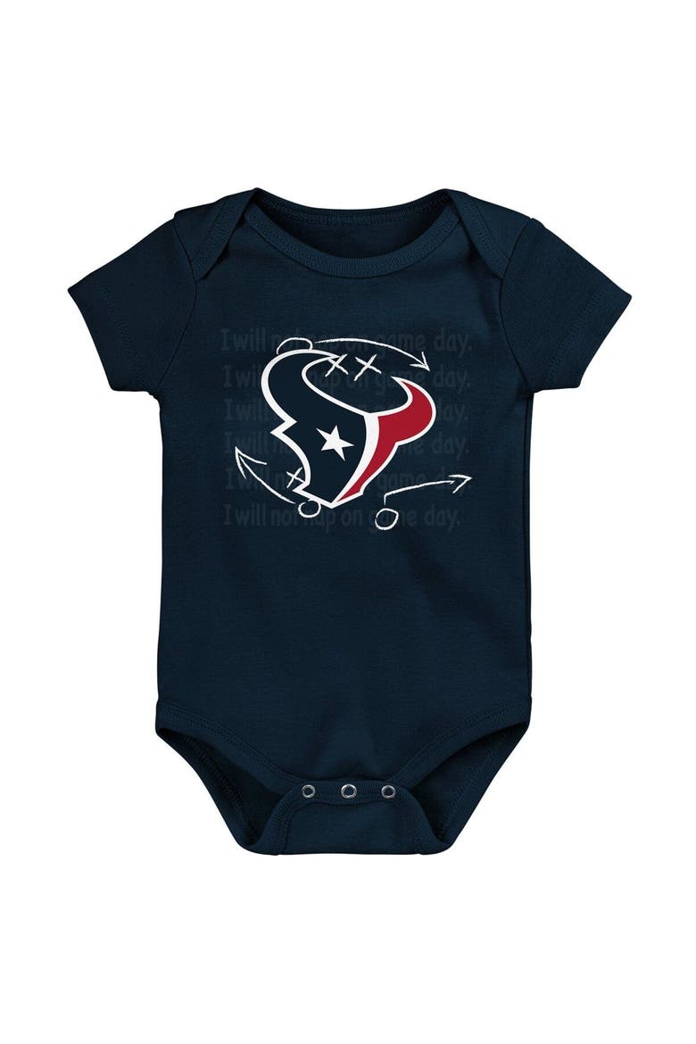 Newborn & Infant Navy/Red/Heather Gray Houston Texans Three-Pack Eat, Sleep & Drool Retro Bodysuit Set, Alternate, color, Navy