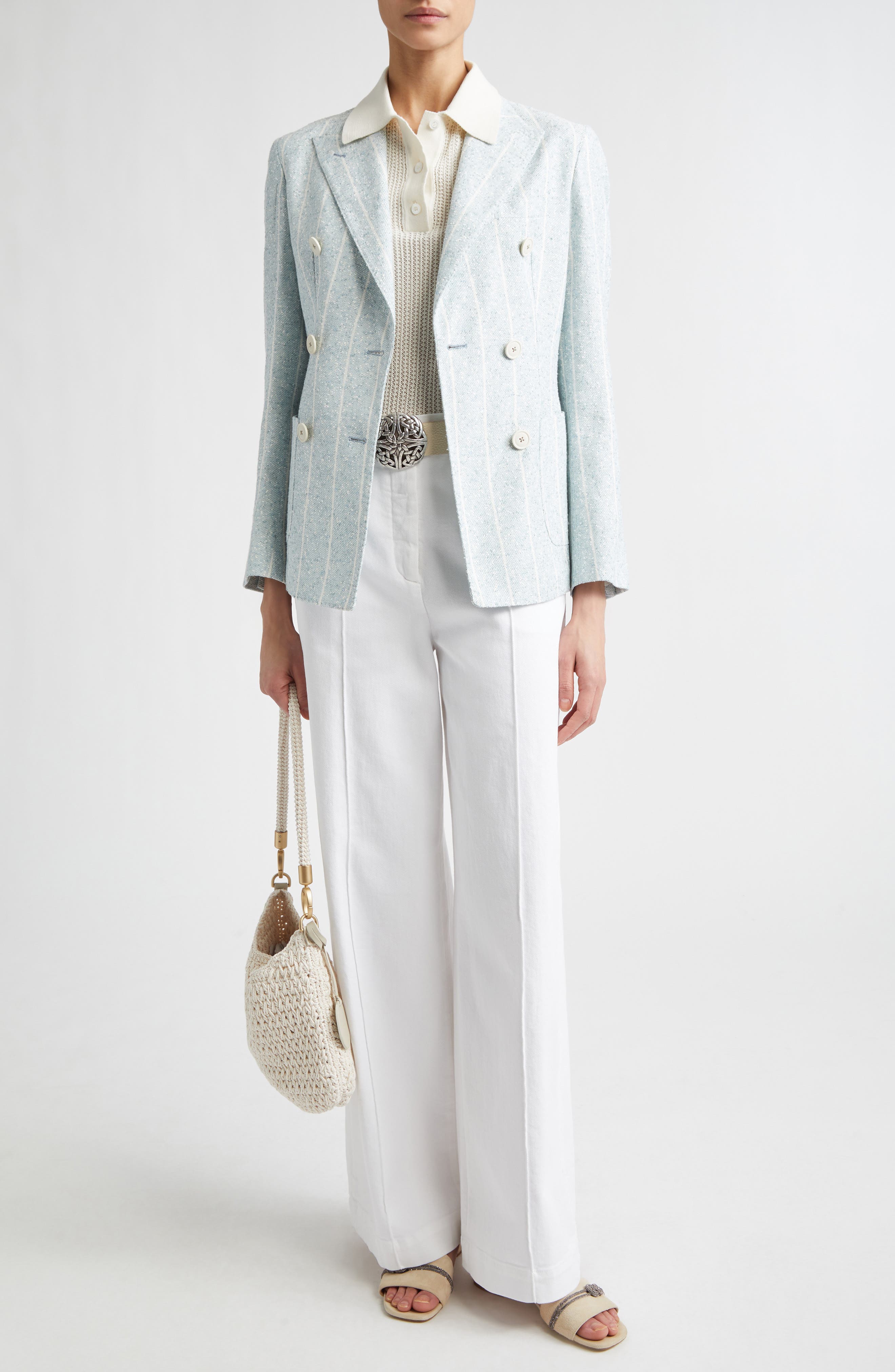 Stripe Slubby Linen Blend Jacket - image 2