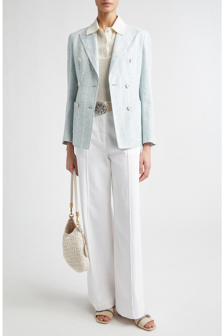 Cotton Stretch Twill Wide Flare Leg Trousers, Alternate, color, 01 WHITE