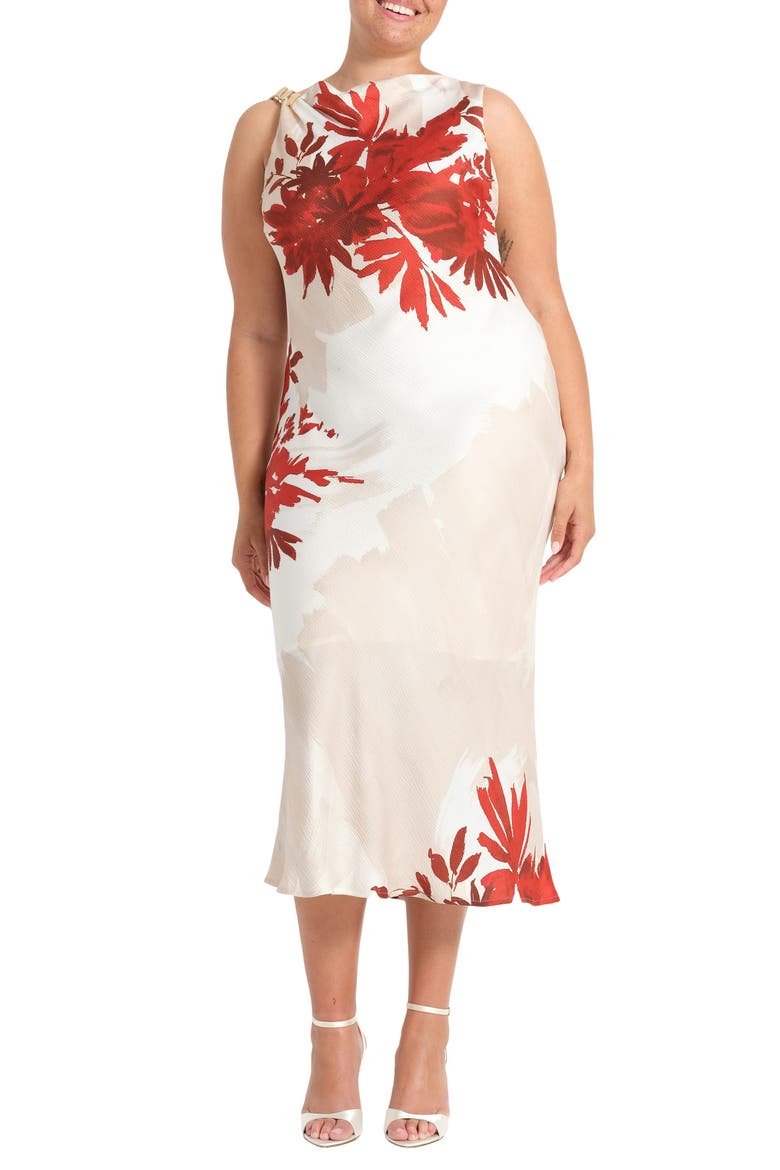 Maisie Floral Cowl Neck Sheath Dress, Main, color, NATURAL ROSA