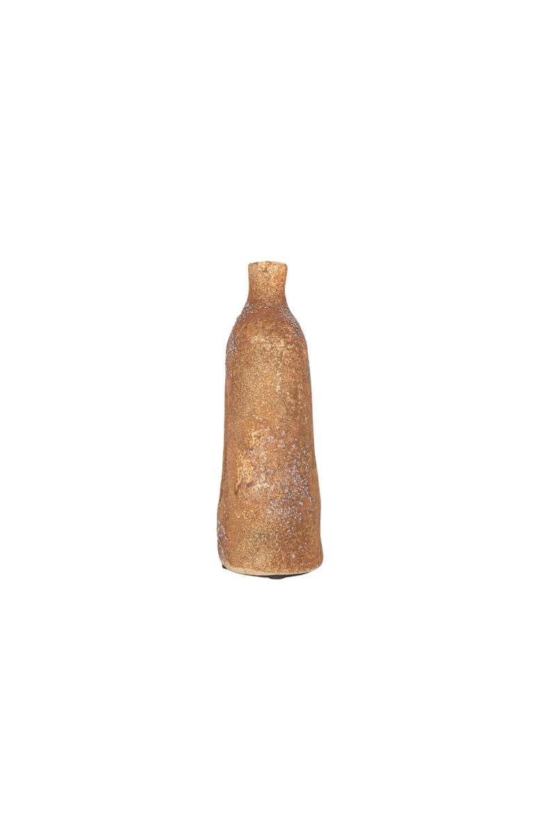 Foreside Home and Garden Textured Glaze with Center Hole Vase Rust Stoneware, Alternate, color, Red
