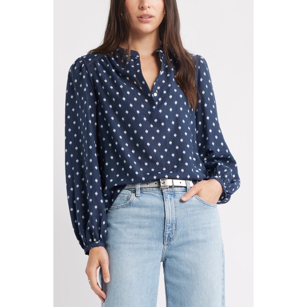 Caslonr Caslon(r) Embroidered Inset Top In Blue
