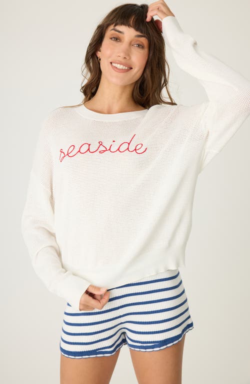 Pj Salvage Seaside Charm Waffle Knit Pajama Top In White